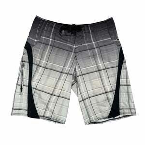 O'Neill SuperFreak Men's Gray Plaid Board Shorts with Side Zipper Pocket Size 32